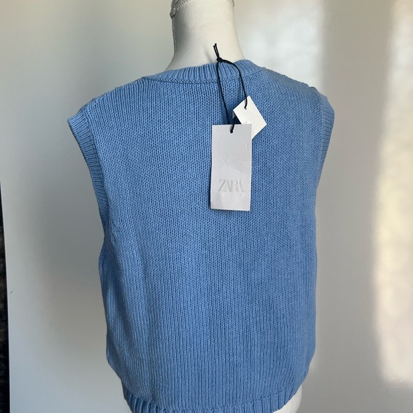 ZARA LIGHT BLUE KNIT SWEATER SIZE LARGE - Picture 5 of 13